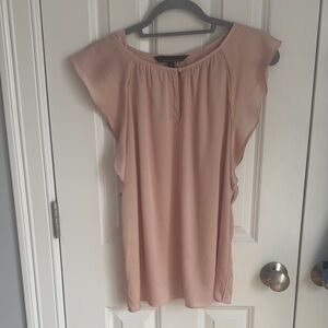 White House Black Market Pink Flutter Sleeve Blouse